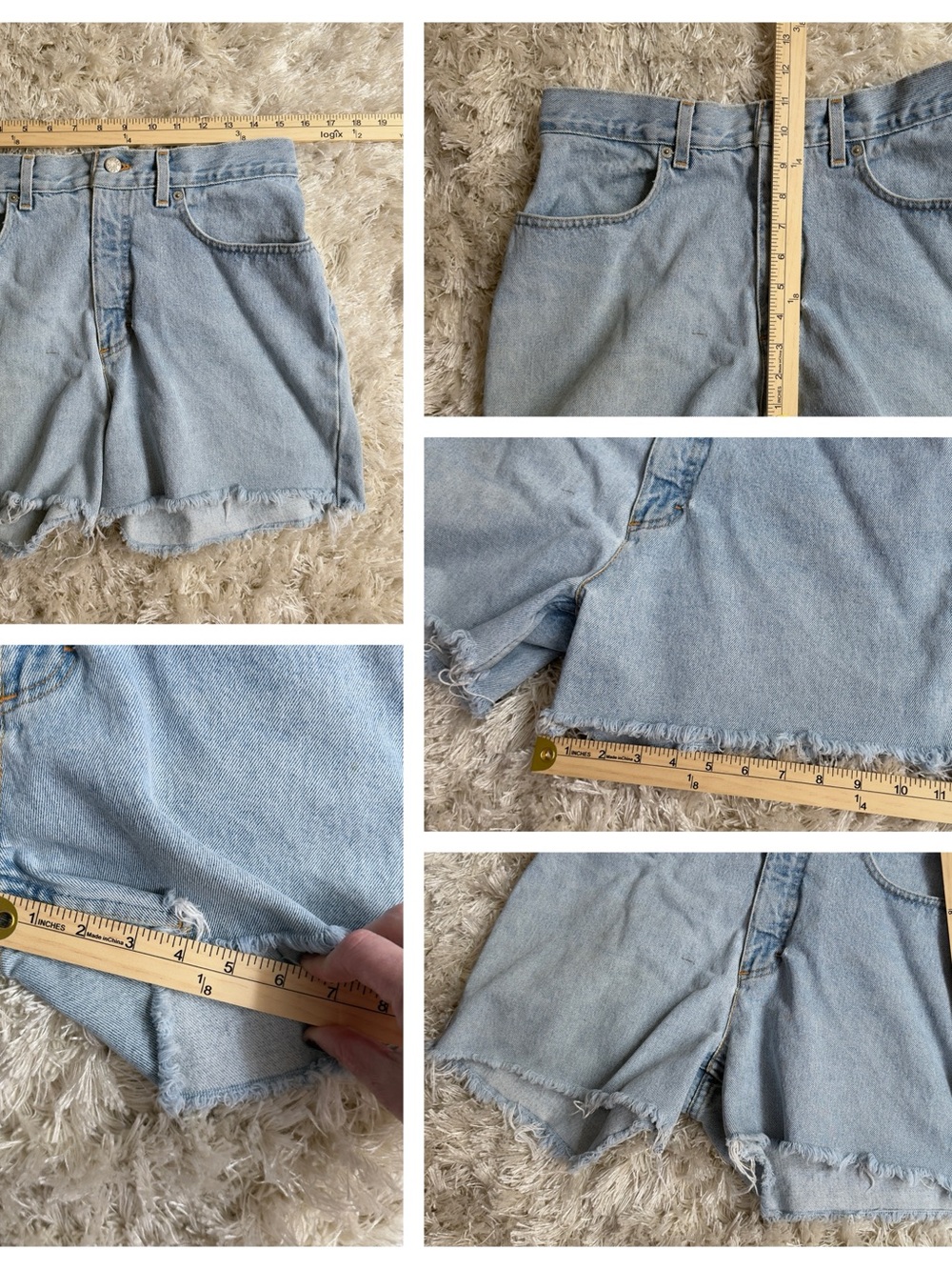 JCrew High Rise Raw Hem Light Wash Denim Cutoff Shorts Y2K Cotton Womens 12 32 - Picture 7 of 8